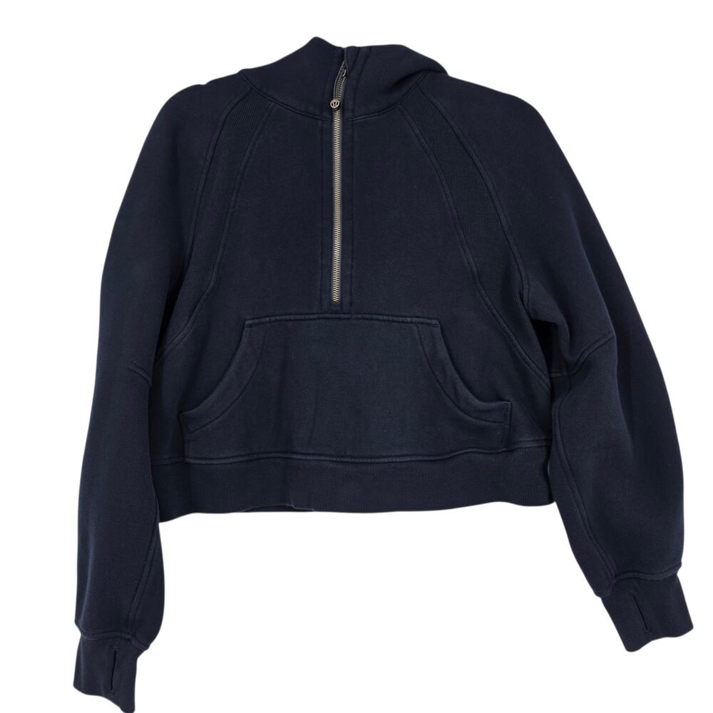 Lululemon Navy Blue Scuba Oversized Half-Zip Cropped Hoodie Jacket Size XS/S